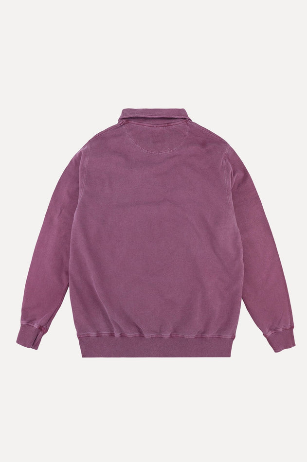 Saus loopback pigment geverfd halve zip trui garnacha rood