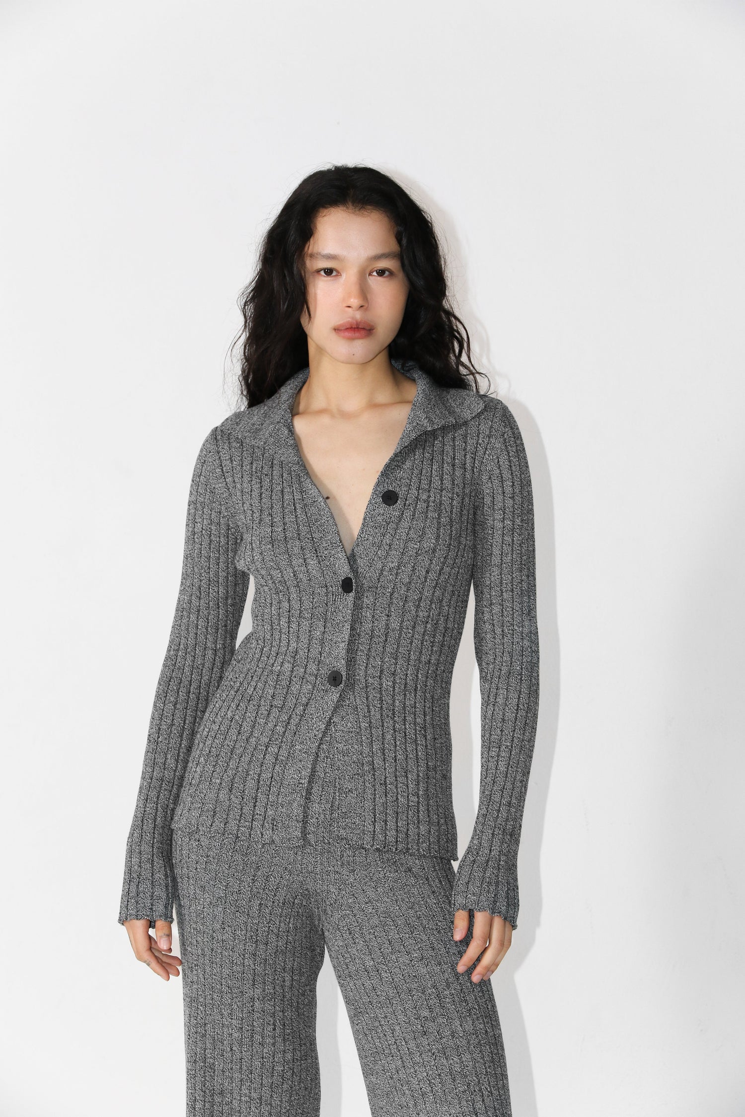 Merino Polo Vest Grijs