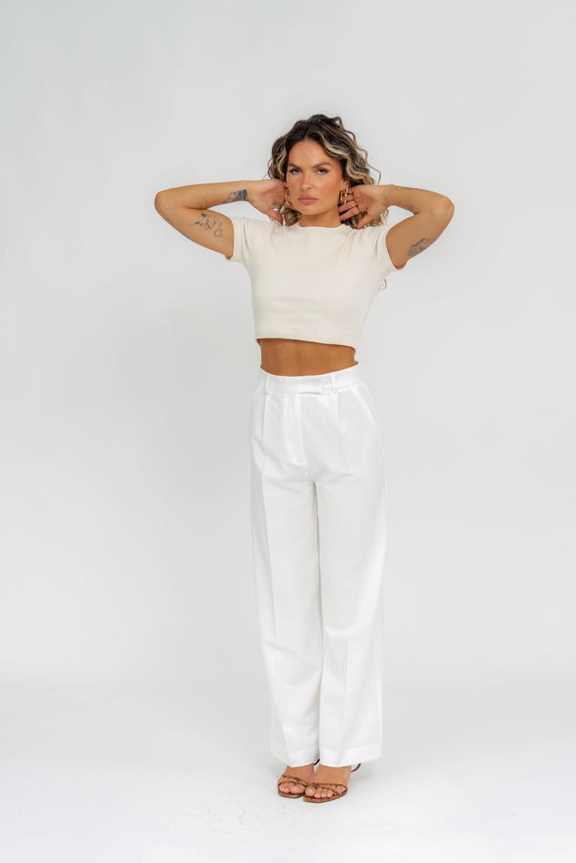 GS Cropped T-Shirt Beige