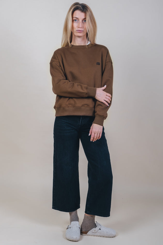 Dames biologische essentiële oversized trui cocoa bruin