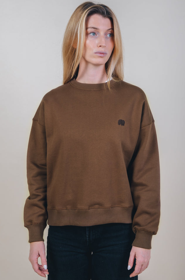 Dames biologische essentiële oversized trui cocoa bruin