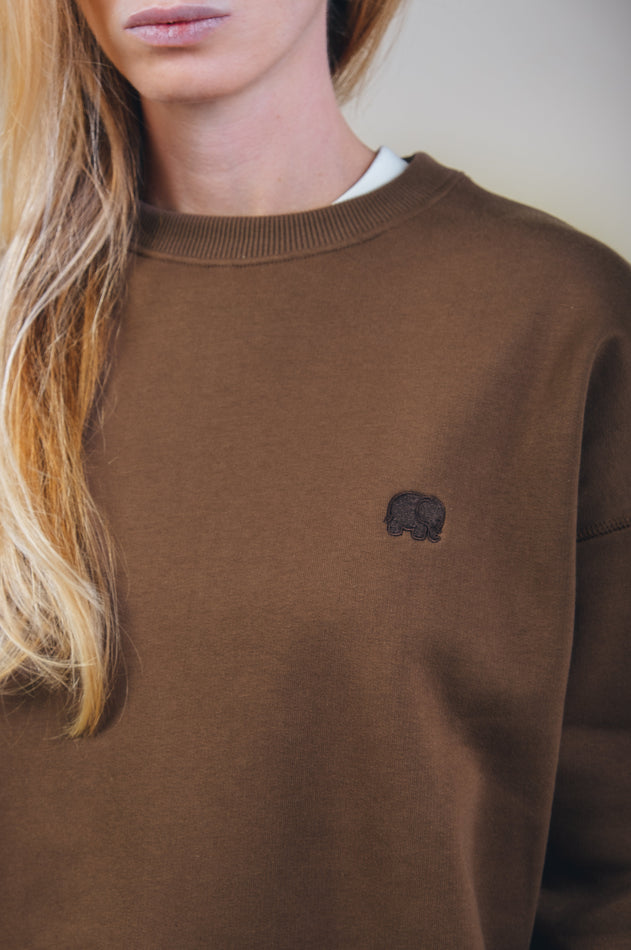 Dames biologische essentiële oversized trui cocoa bruin