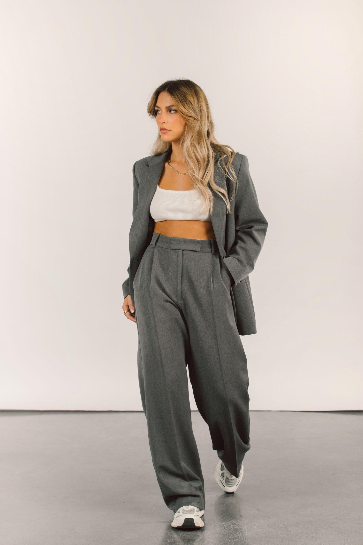 Jagger Getailleerde Broek Grijs