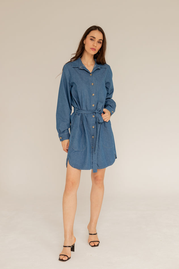 Denim overhemd jurk