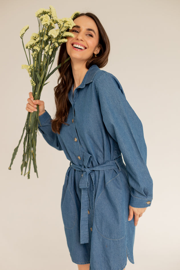Denim overhemd jurk