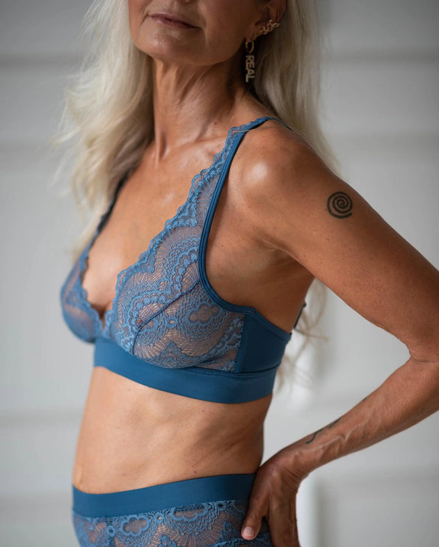 Lace Plunge Bralette Stormy Sky