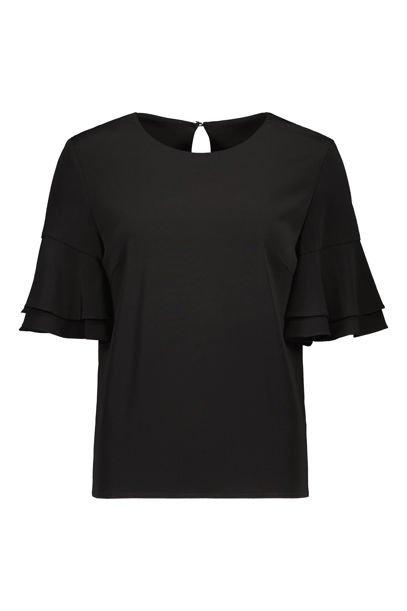 Carita gegolfde mouwen blouse zwart