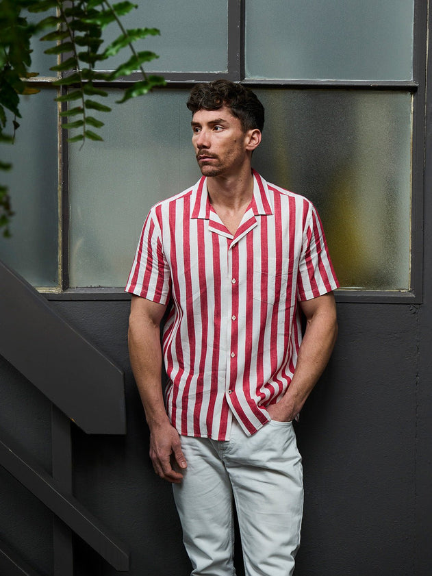 Orto Linen Shirt Short Red