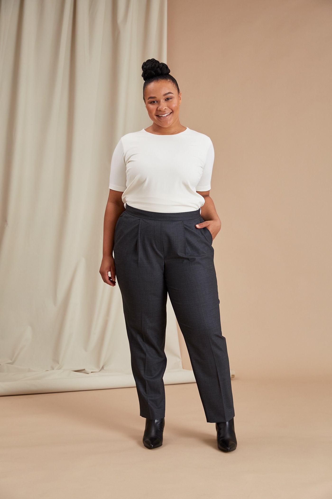 Cindy hoge taille broek Gray Melange