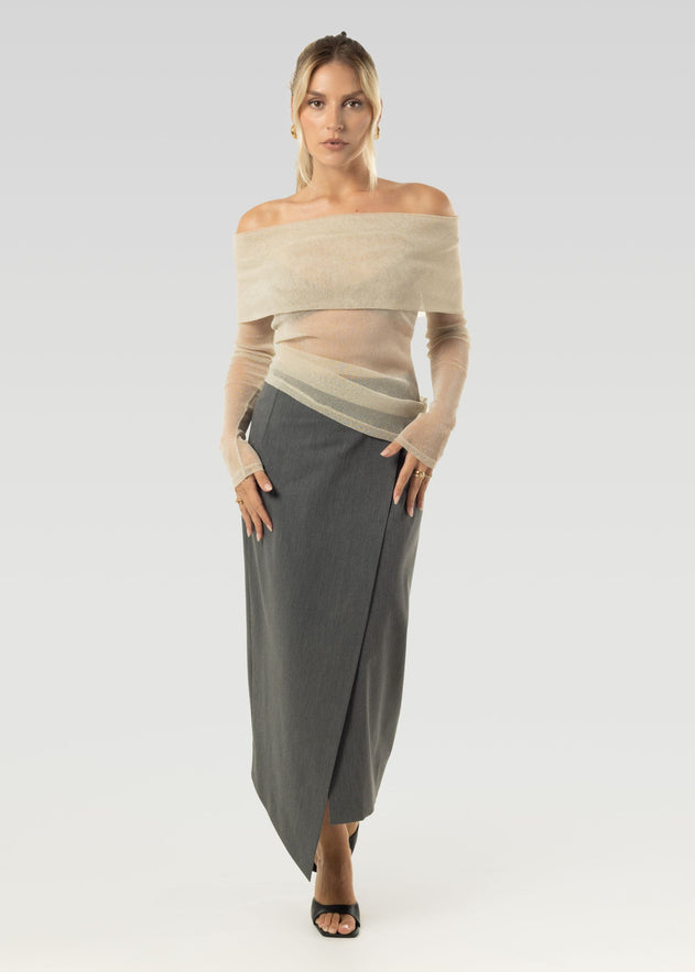 Bardot Shimmery Top Golden Beige