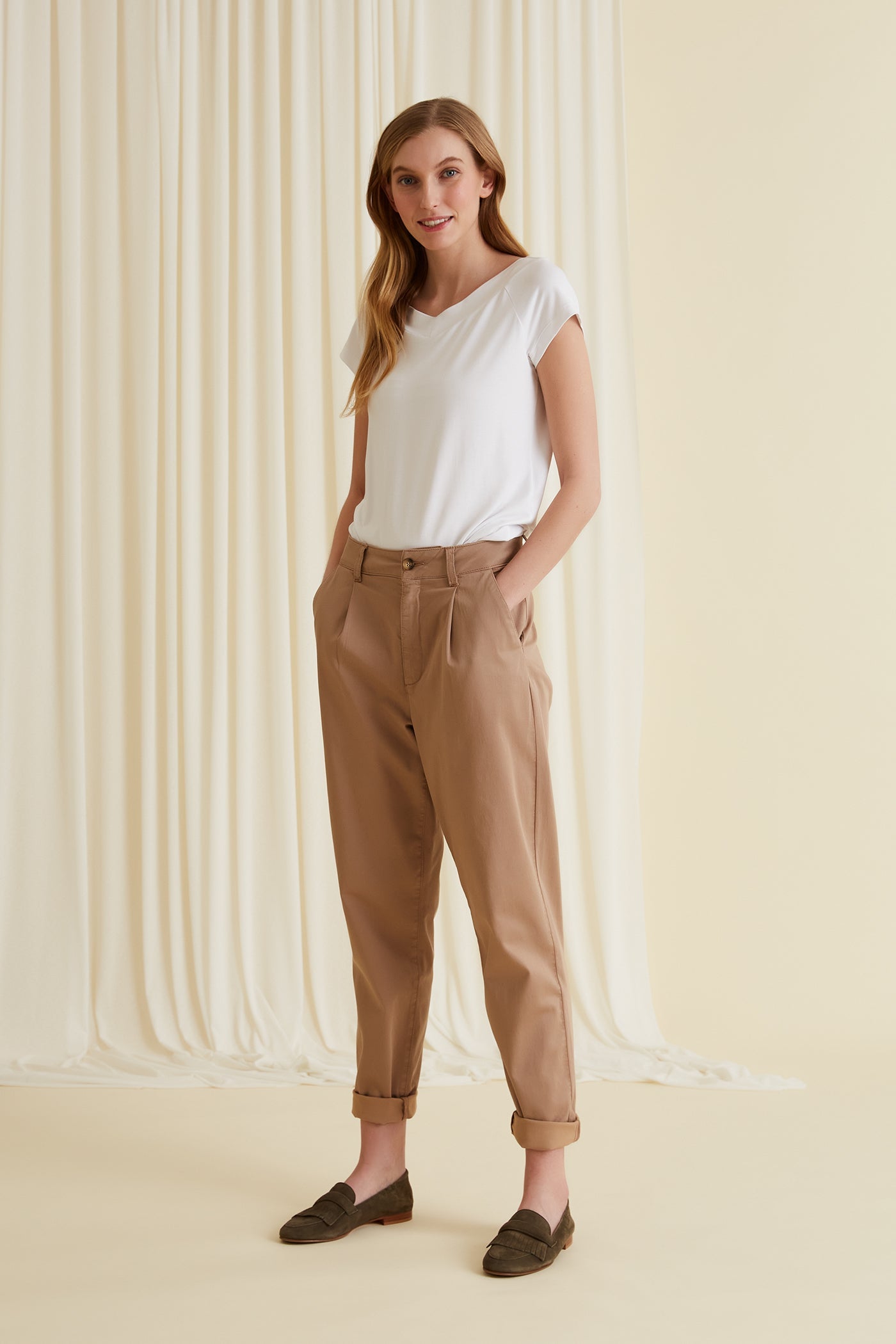 Henrika katoenen broek eik