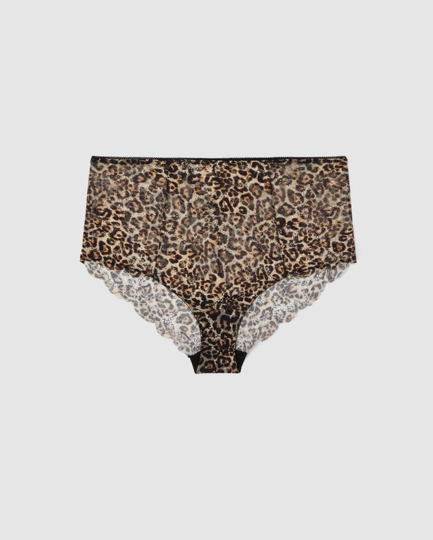 Lace Highwaist Briefs Gold Leopard