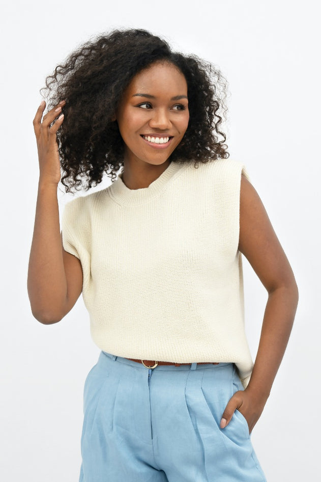 Napoli Nap - High Neck gebreide top - White -Xs