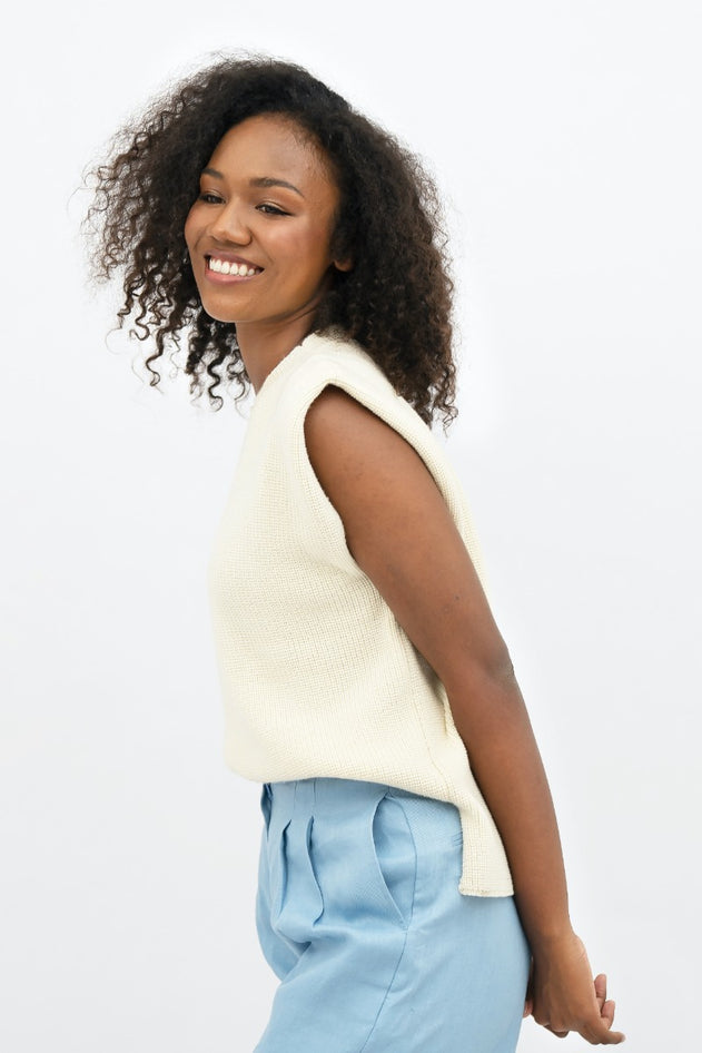 Napoli Nap - High Neck gebreide top - White -Xs