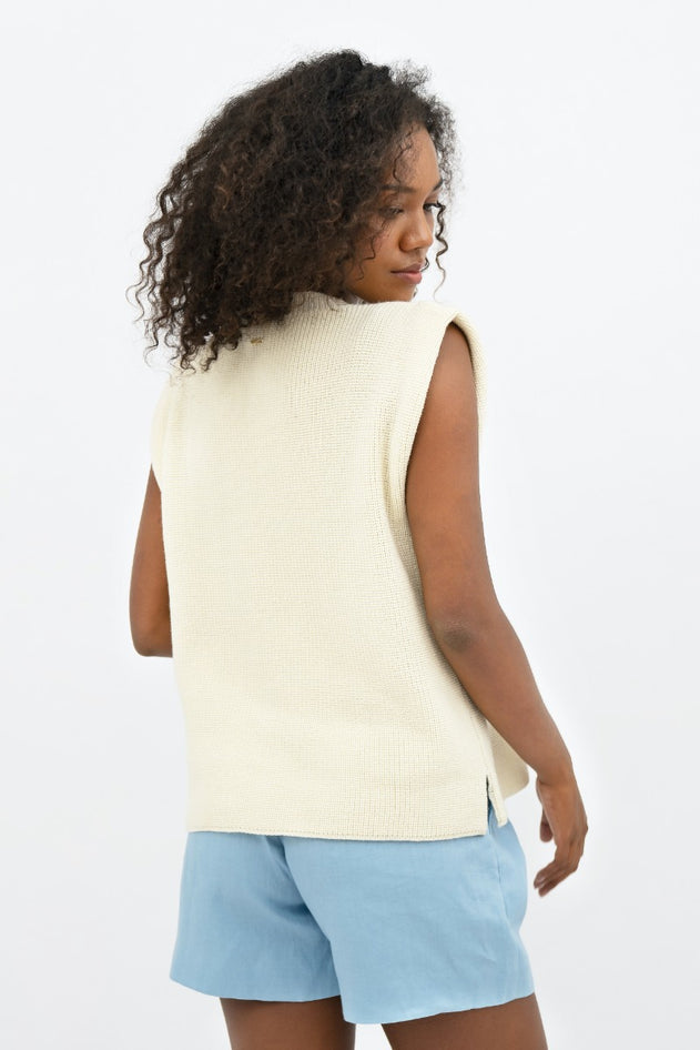 Napoli Nap - High Neck gebreide top - White -Xs