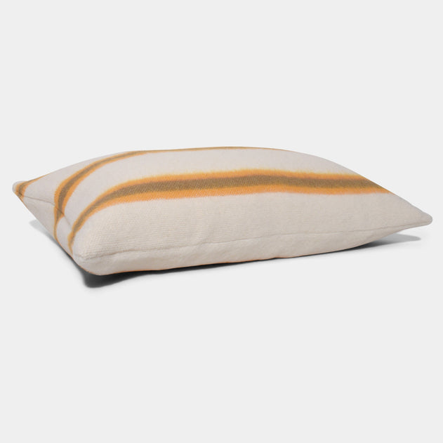Wollen Kussen Geel/Kaki Streep