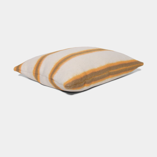 Wollen Kussen Geel/Kaki Streep