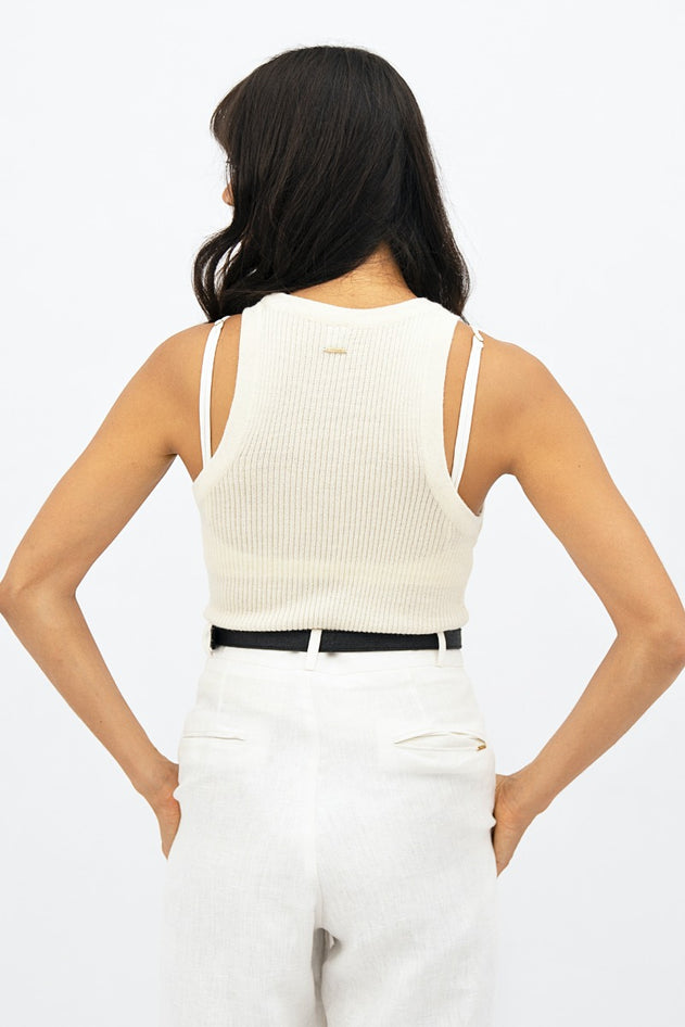 Sao Paulo Gru - Racer gebreide top - White -Xs
