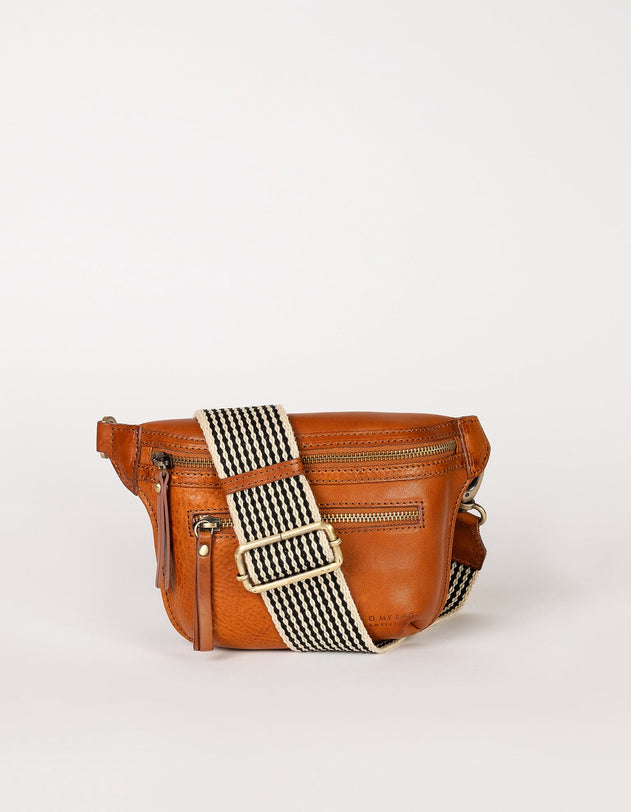 Beck's Bum Bag Checkered Stromboli Leather Cognac