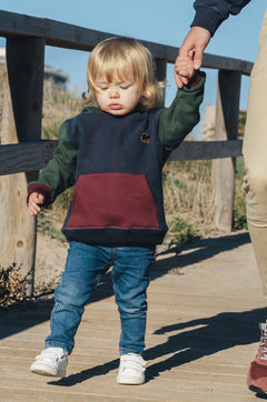 Kids' Color Block Hoodie Trendsplant Blue