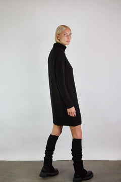 Merino Wool Dress With Raglan Sleeves And Roll Neck