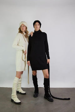 Merino Wool Dress With Raglan Sleeves And Roll Neck