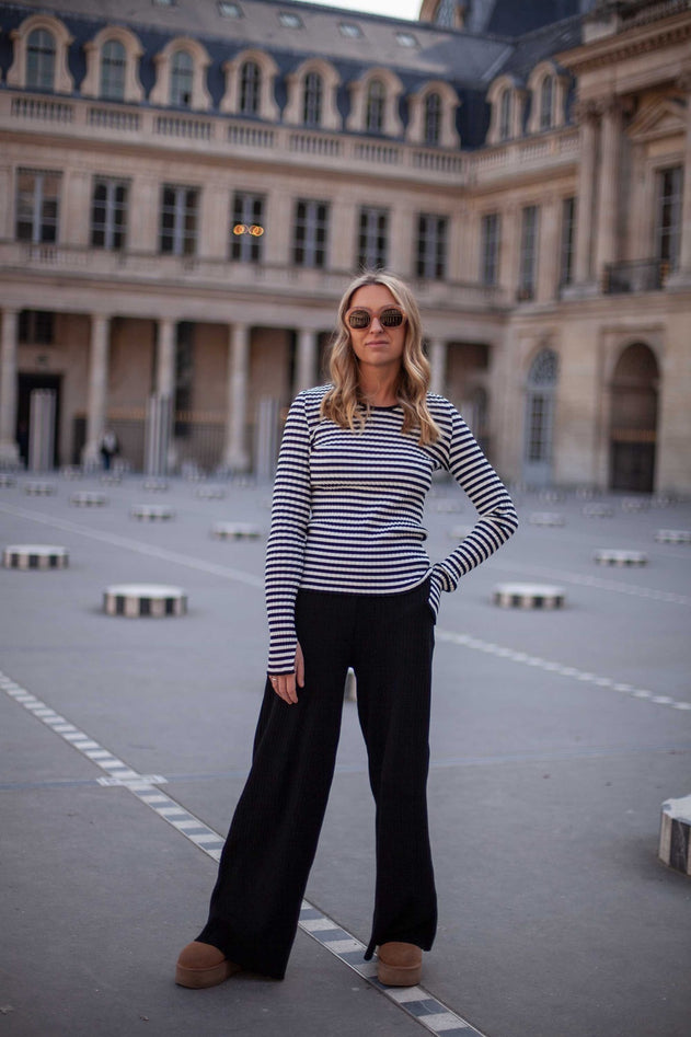 Brera Rib Longsleeve Top Zwart