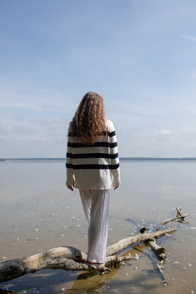 Marina Merino Jumper White Striped