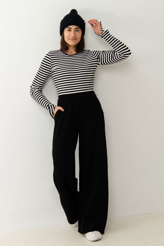 Vera Ribbed Pants Black