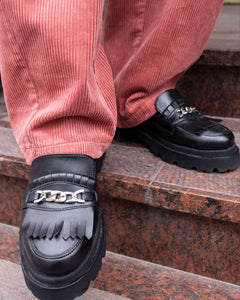 Chunky Loafers Grape Leather Loafers Black