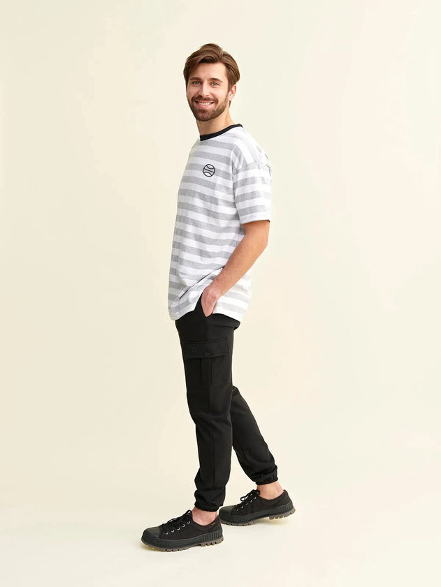 Rehja T-shirt Grijs-Wit Gestreept