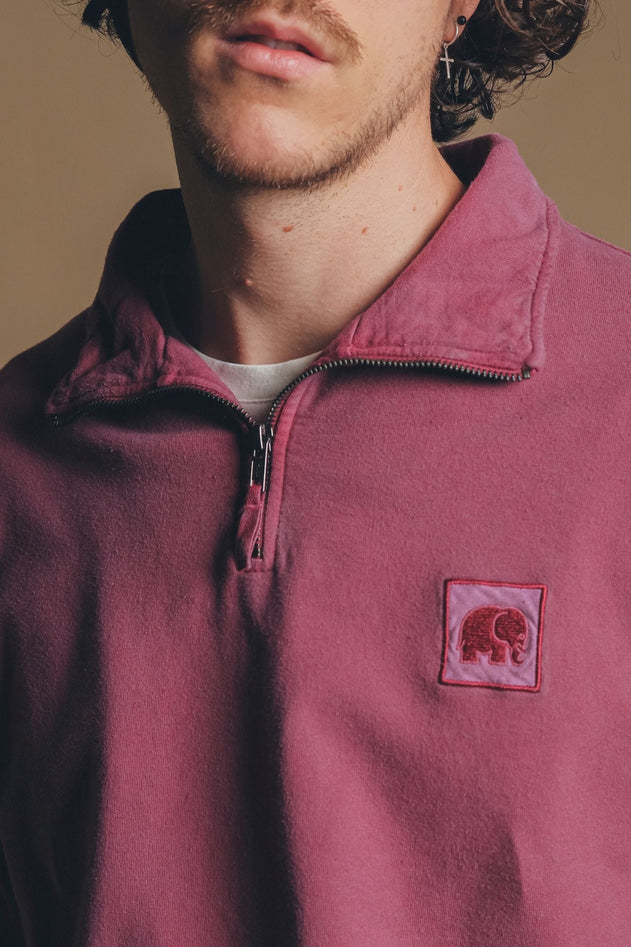 Heren Sauce Pigment Quarter Zip Sweater Garnacha Red