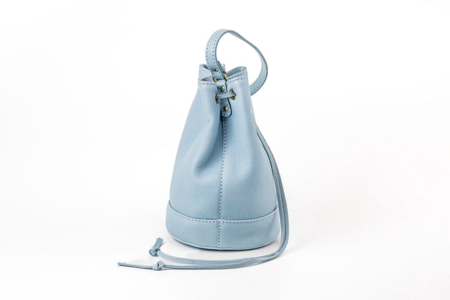 Chelsea Leren Bucket Tas Lichtblauw