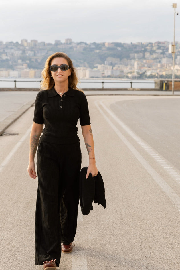 Vera Ribbed Pants Black