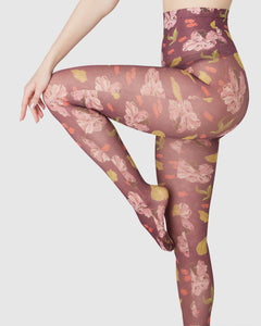 Helen Bullock Floral Tights Red Maroon