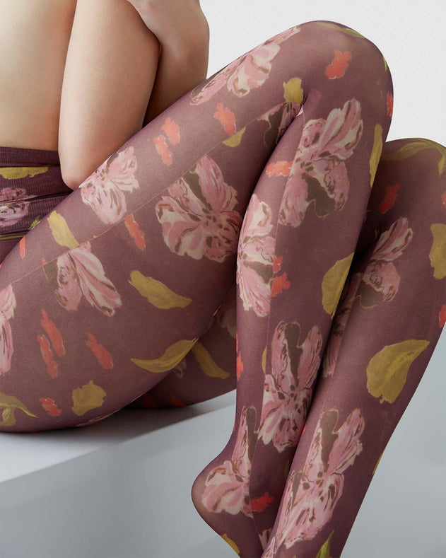 Helen Bullock Floral Tights Red Maroon