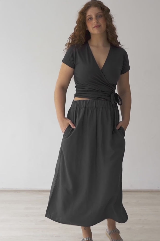 Halia Tencel Midi Skirt Black