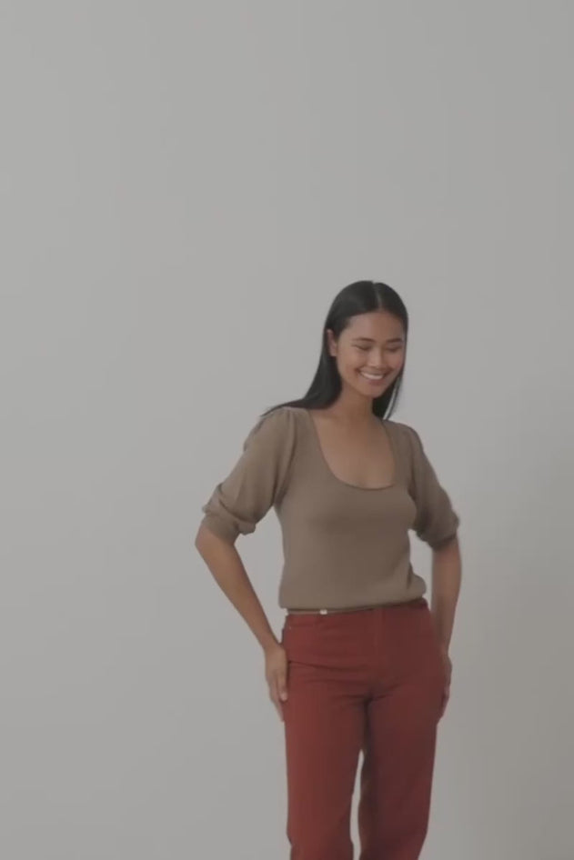 Haya Knitted Tencel Top Brown