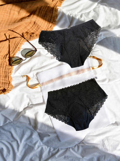 Lace Period Panties Medium-Heavy Flow 2-Pack Black