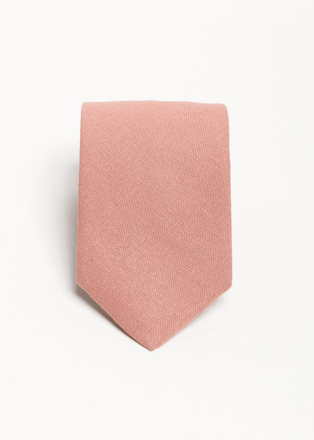 The 100% Linen Tie Salmon Pink