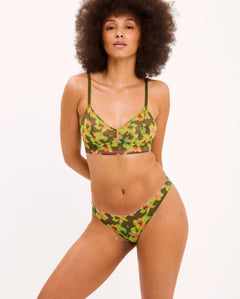 Mesh Balconette Olive Abstract Floral