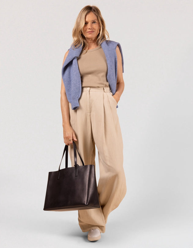 Sam Classic Leather Shopper Bag Cognac