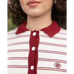 Striped Polo Cardigan Red / White