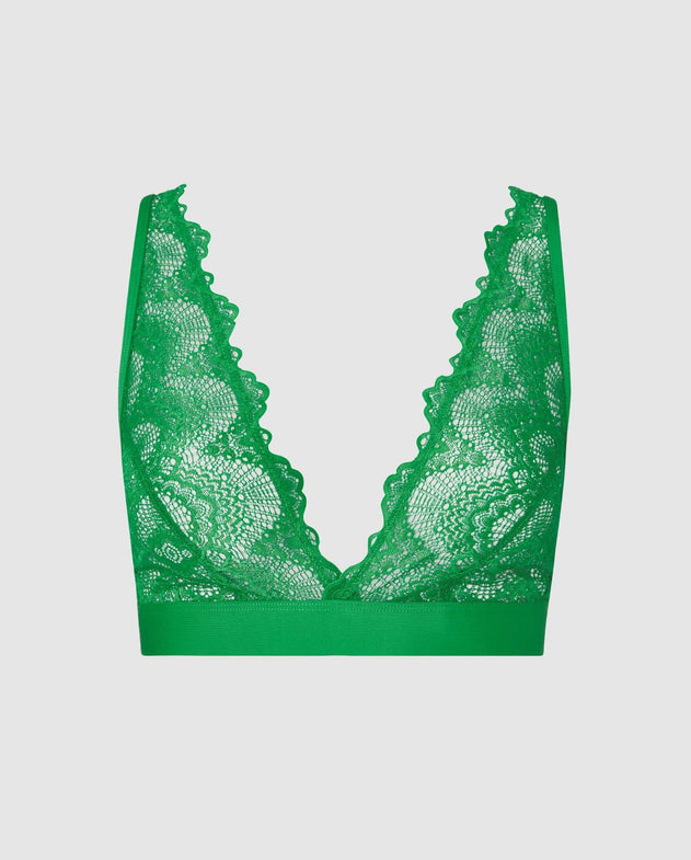 Kanten Plunge Bralette Green Ivy