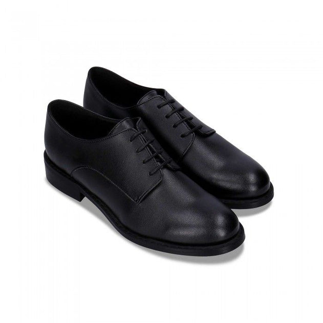 Obe Zwart Vegan Derby Schoenen Plat