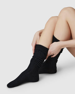 Bodil Chunky Knee-High Wool Socks Black