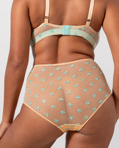 Mesh Highwaist Briefs Peach/Turquoise