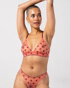 Mesh Triangle Bralette Coral/Cherry