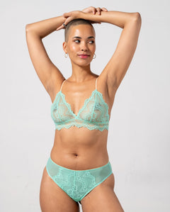 Lace Cheeky Turquoise/Peach