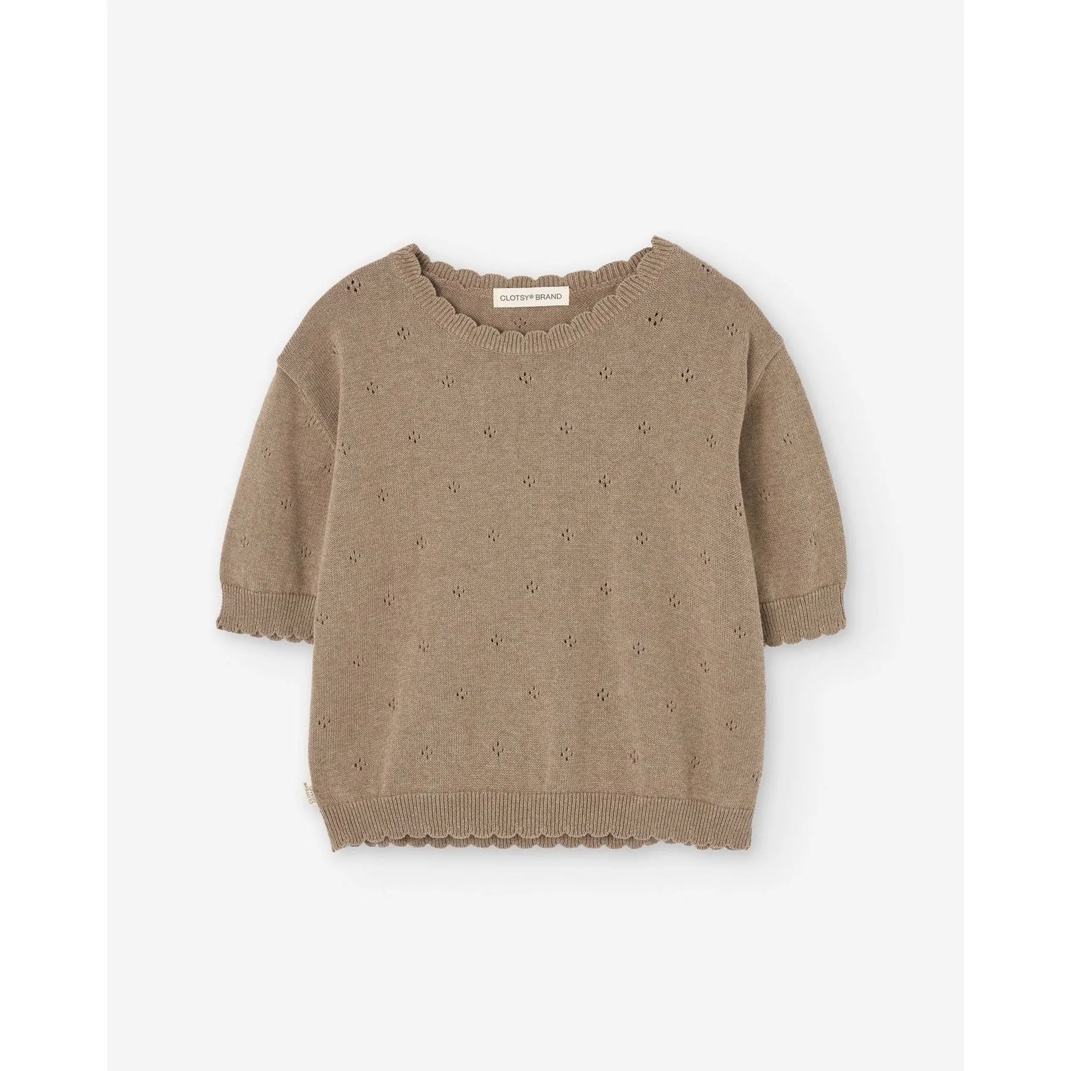Short Sleeve Knit Sweater Mocha